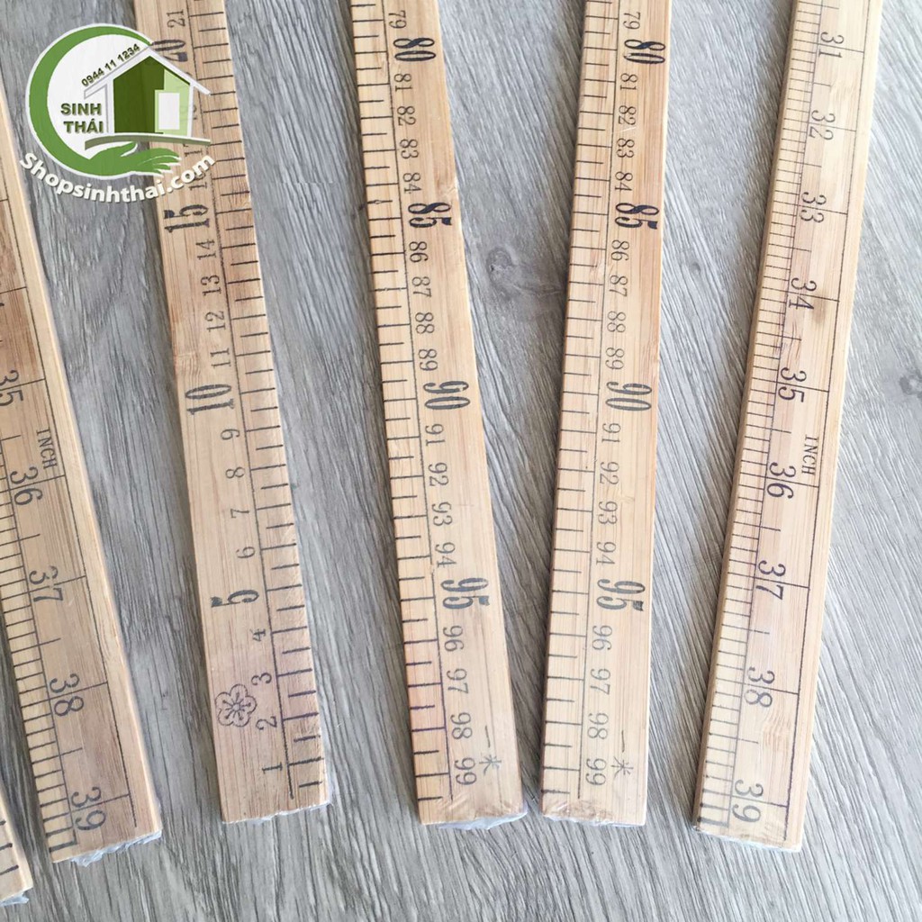 Thước gỗ dài 1 mét  đo quần áo, đồ đạc - thước chia mm