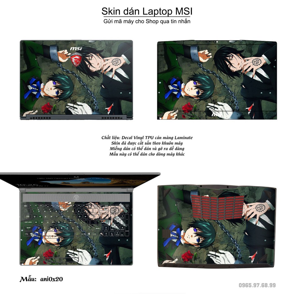 Skin dán Laptop MSI in hình Anime (inbox mã máy cho Shop)
