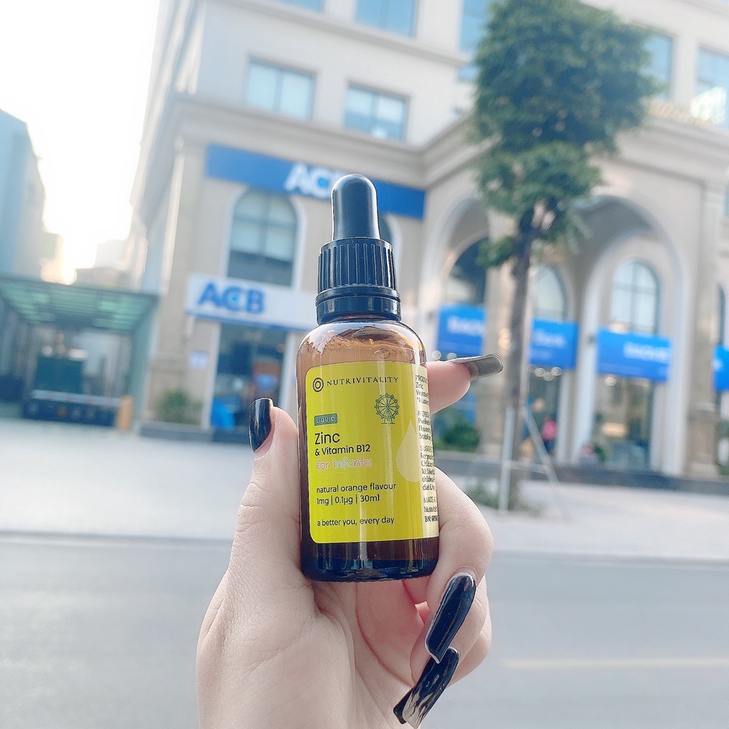 Kẽm nước với vitamin B12 Nutrivitality UK 30ml - Kẽm+ vitamin B12 dạng giọt - ANH