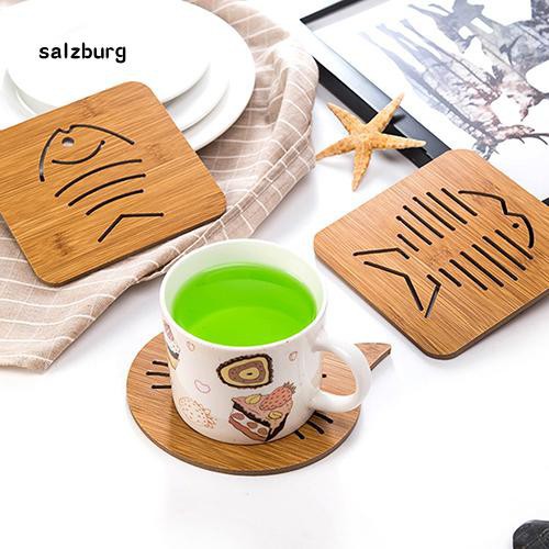 Miếng lót chất liệu gỗ chống trơn kích thước 14.3cm x 14.3cm nhiều kiểu dáng tiện dụng