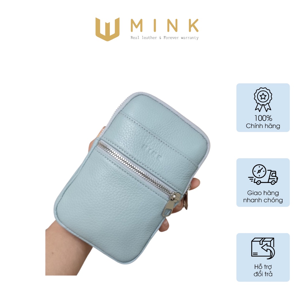 ANNE crosbody - Túi đeo chéo nhỏ da bò thật nguyên tấm lớp 1 cao cấp MINK màu xanh Cyan KY07-76