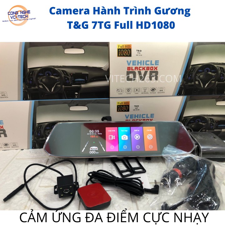 {TẶNG THẺ NHỚ}Camera Hành Trình Gương T&G 7TG Full HD1080- Màn Hình IP 7 Inch, Cảm ứng đa điểm cực nhạy-Hàng chính hãng