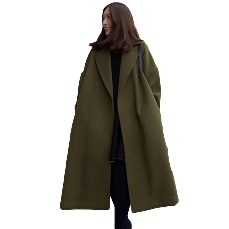Áo Khoác Len Dày Dặn Dáng Rộng Cỡ Lớn m-3xl Phong Cách Âu Mỹ Thời Trang Thu Đông Cho Nữ 100kg