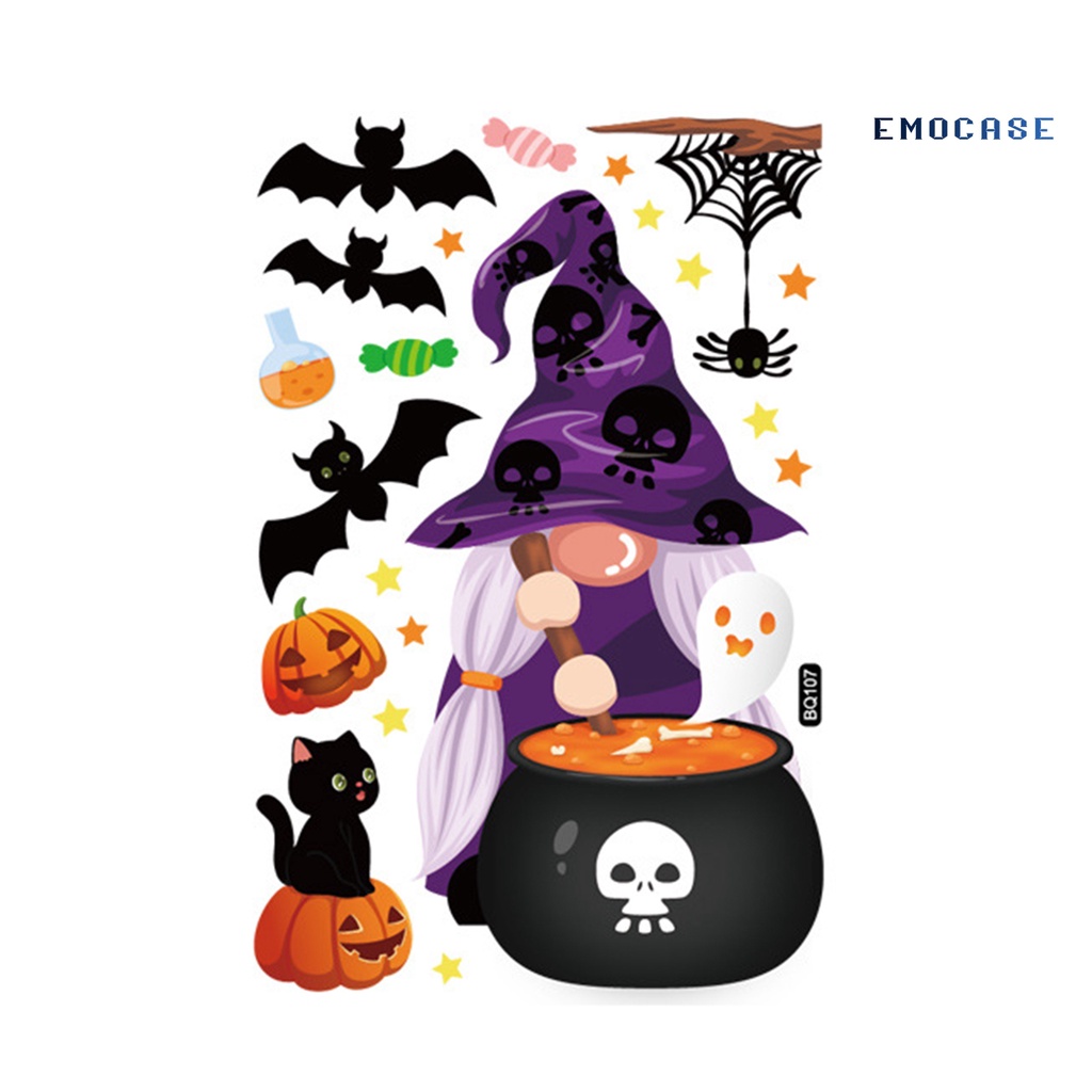 Miếng Dán Tĩnh Điện Bằng PVC Chống Nước Trang Trí Halloween Phù Thủy Pumpki