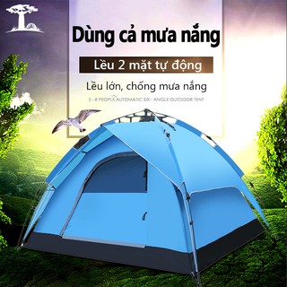 Lều dã ngoại tự động giá đỡ thủy lực 3-4 người hai tầng lều cắm trại, lều câu cá, lều bãi biển hai lớp chống nắng thoáng