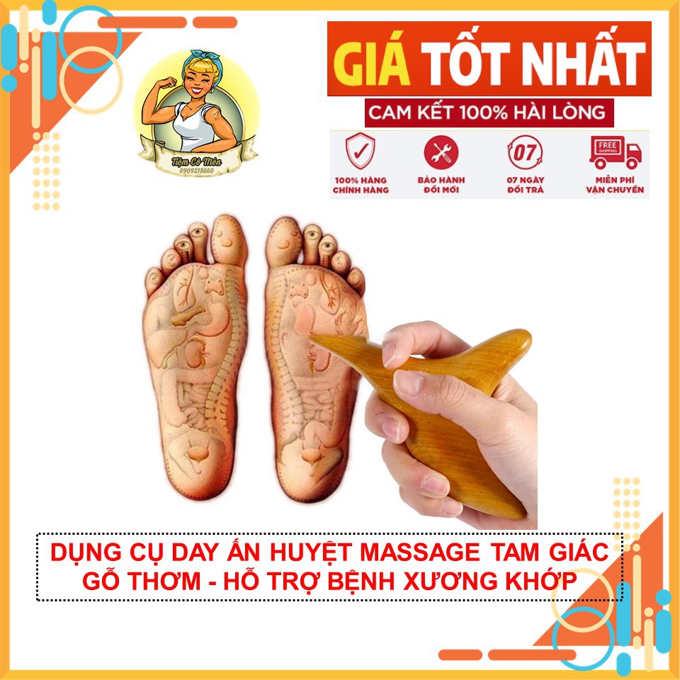 Dụng Cụ Day Ấn Huyệt Massage Tam Giác Bằng Gỗ Thơm - Hỗ Trợ Giảm Đau Xương Khớp