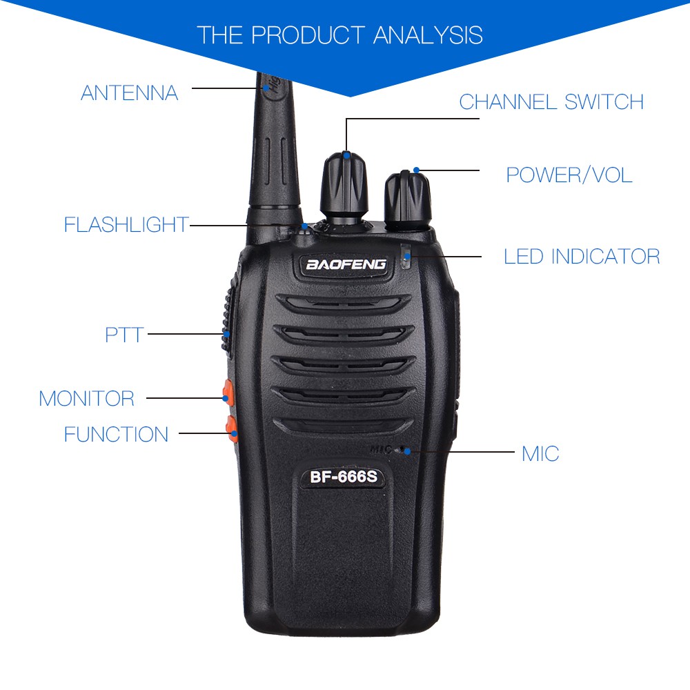 Bộ Đàm Baofeng BF666S + Tai nghe chuyên dụng