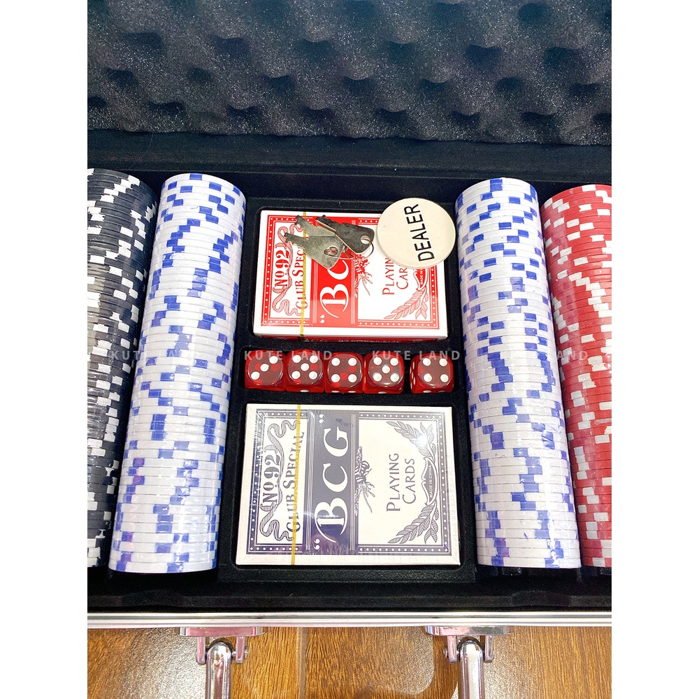 Vali Phỉnh Chip Poker Cao Cấp Hộp Nhôm 500 Chip Không Số Loại Tiêu Chuẩn Las Vegas PK7