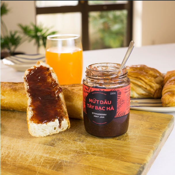 Mứt Dâu Tây - Bạc Hà 30g phết bánh mì, sandwich, sinh tố làm nhân bánh