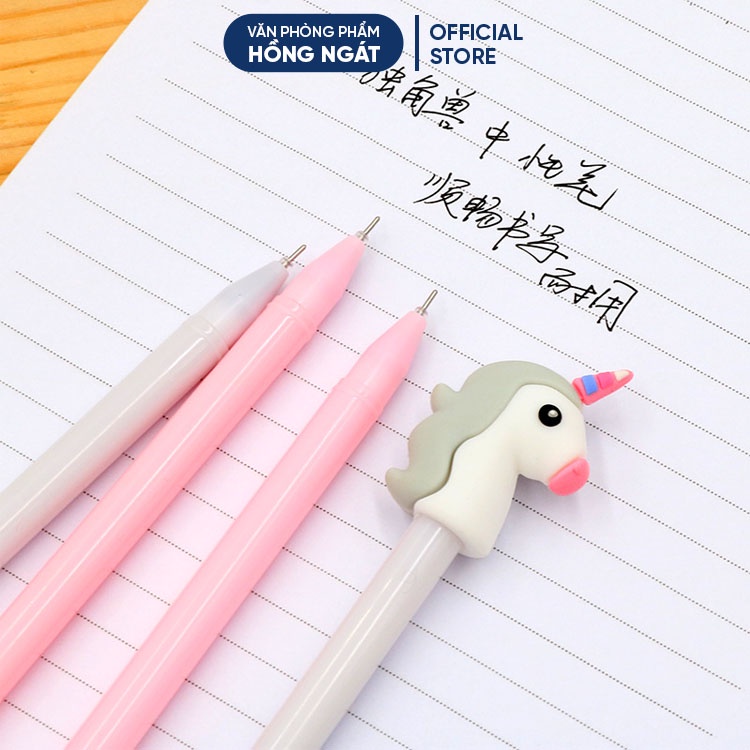 Bút bi cute hình kỳ lân, bút bi nước mực gel đen ngòi 0.5mm nhiều màu dễ thương đồ dùng học tập B05