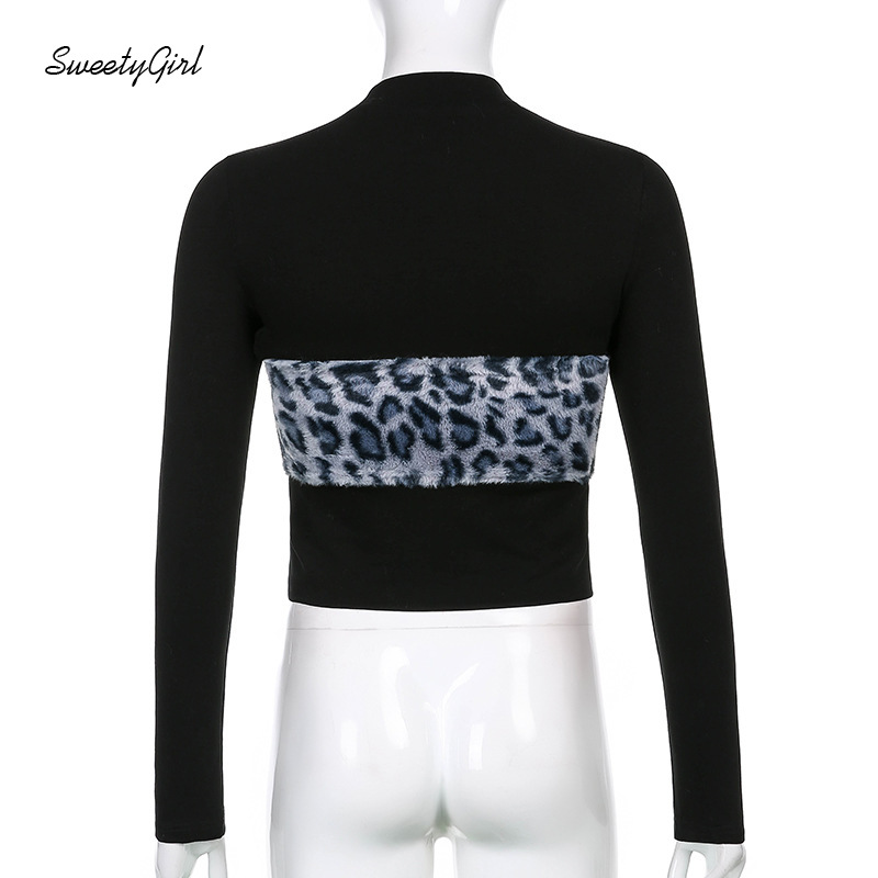 Áo Croptop Tay Dài Họa Tiết Da Báo Cá Tính Dành Cho Nữ