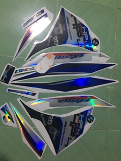 Tem exciter 135 bạc xanh đen hp4 crom