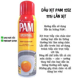 Dầu xịt ăn kiêng 0 calo PAM chính hãng chai 12oz (1117 lần xịt)