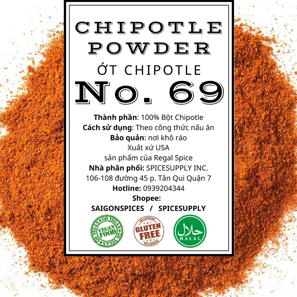 500G Chipotle Powder - Ớt Chipotle SPICESUPPLY Việt Nam Hũ 80g