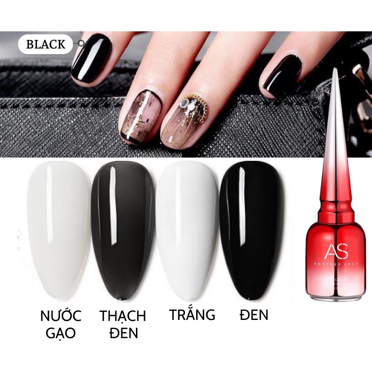Sơn AS cao cấp sơn móng tay gel màu đen trắng trắng nước gạo thạch đen trắng sữa chua 15ml