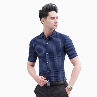 Áo sơ mi nam ngắn tay thời trang - vải lụa cao cấp