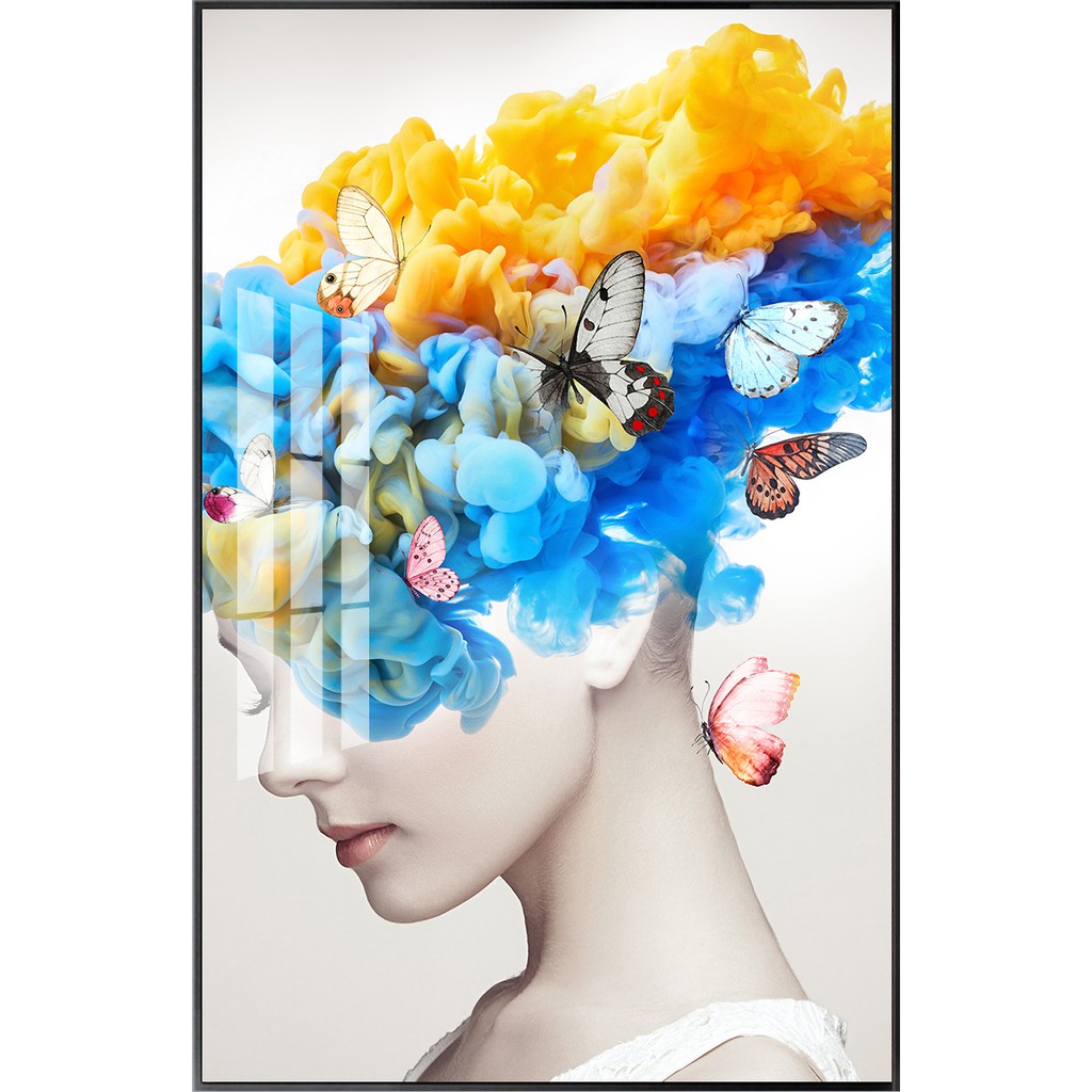 Tranh trang trí tiệm tóc spa beauty salon shop mỹ phẩm shop thời trang bóng kiếng pha lê Cô gái sành