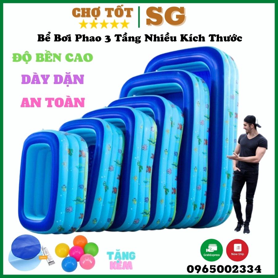 [XẢ KHO- ĐẠI HẠ GIÁ] Bể bơi phao cho bé hình chữ nhật họa tiết dễ thương (Kích thước 130 x 95 x 35 cm)