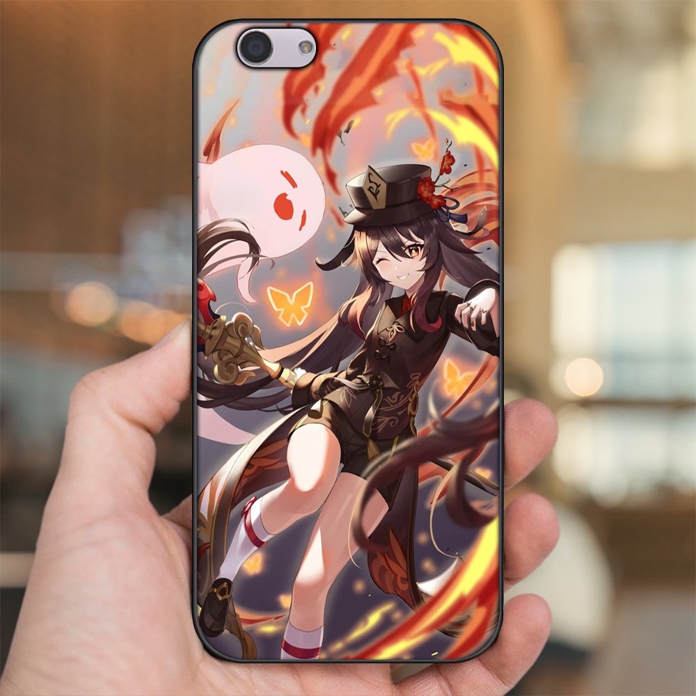 Ốp lưng Oppo F1s, F3, F3 Plus viền đen in hình Hutao Genshin Impact