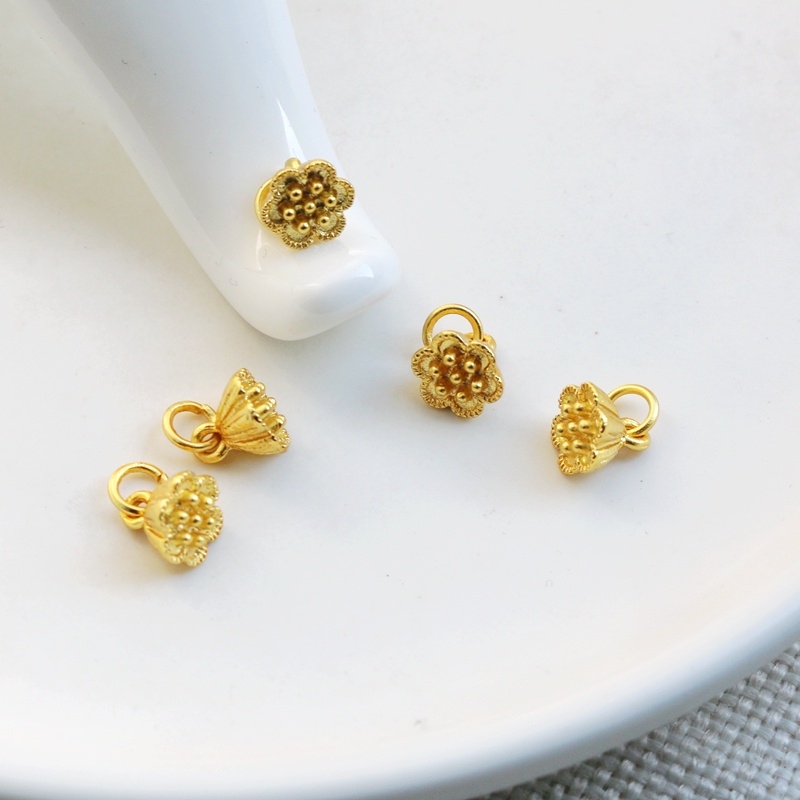 hạt charm Hạt Đồng Mạ Vàng 18k Nhám 8mm Dùng Làm Đồ Trang Sức diy