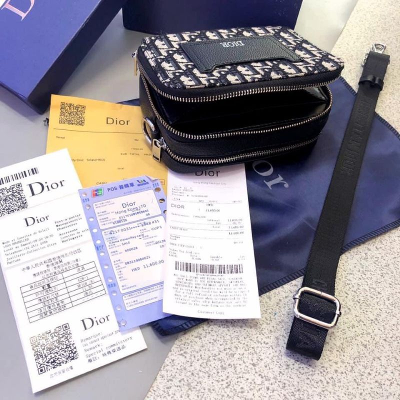 Túi Chéo Dior Vải Dệt Thêu Hoạ Tiết Logo Sắc Sảo - Bag Đeo Chéo Nam Nữ Cao Cấp - Túi Dior Hàng Full Box