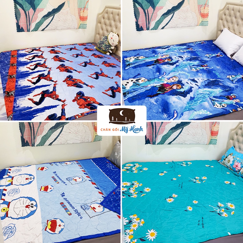 Chăn hè Cotton Poly trần bông 3 lớp nhiều mẫu nhẹ thấm hút mồ hôi tốt kích thước 1m7x2m
