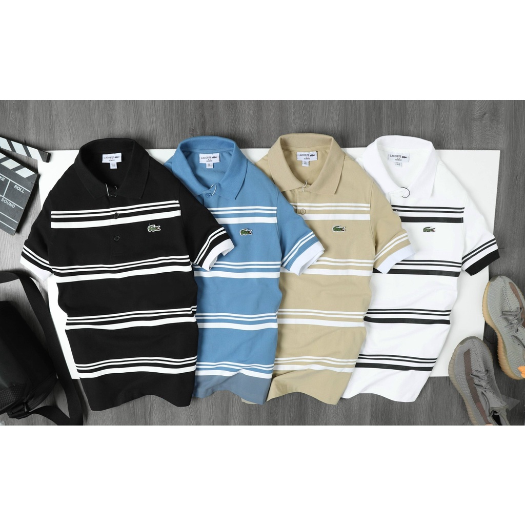Aó polo nam Lcst (Form Slimfit,vải cotton cá sấu co dãn,thấm hút mồ hôi,made in cambodia)-KN45
