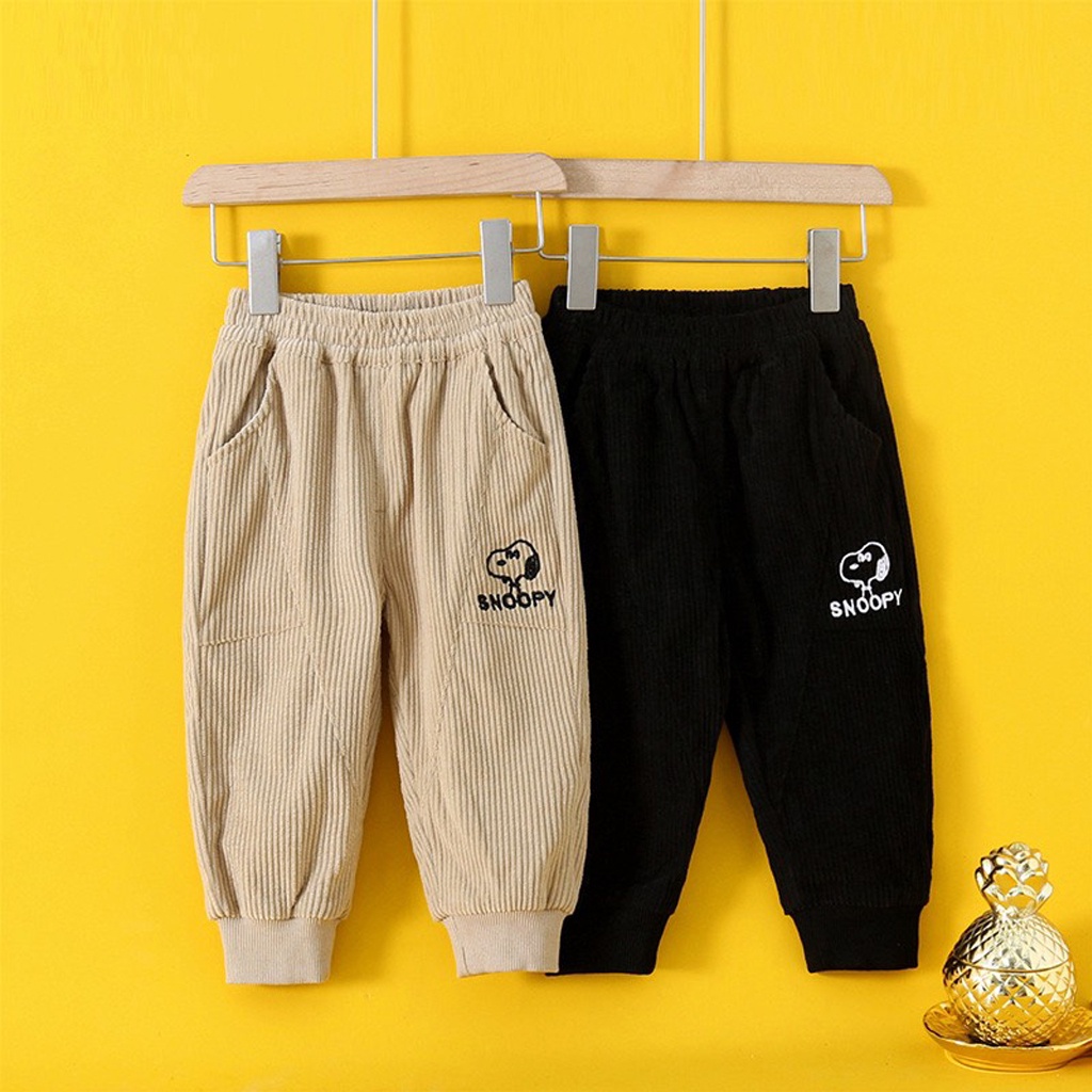Quần Nỉ Thêu Chú Chó Snopy , Quần Dài Chất Nhung Tăm Cho Bé Cao Cấp Cho Bé Trai Và Bé Gái - LILA KIDS