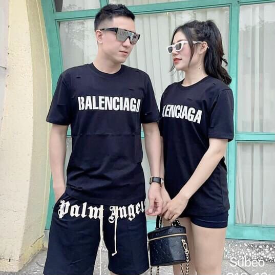 Bộ áo phông đôi đẹp ,áo phông đôi nam nữ BALENCIAGA màu đen hồng ghi xanh cá tính MÃ SP009