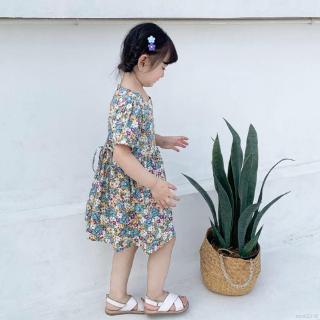 Đầm Bé Gái In Hoa Phối Ren