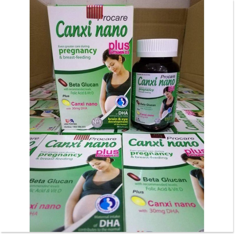 Procare Canxi nano pregnancy giúp bổ sung canxi cho phụ nữ chuẩn bị mang thai, có thai và cho con bú - Hộp 30 viên