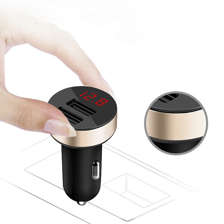 TẨU SẠC Ổ TÔ - SẠC NHANH 2 CỔNG USB TIỆN DỤNG CHO Ô TÔ - CÓ LED BÁO HIỂN THỊ