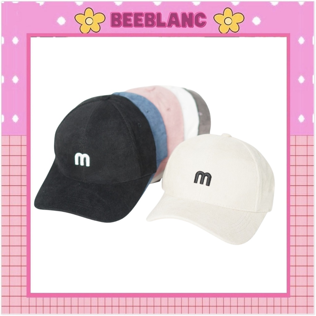 Mũ lưỡi trai , Nón kết nhung thêu chữ M phong cách Ulzzang form unisex nam nữ