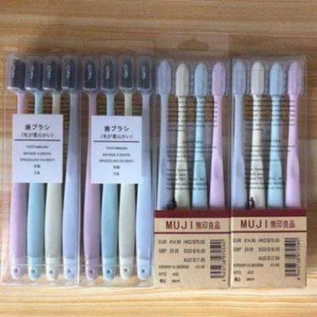 Set 4 bàn chải đánh răng than tre lúa mạch Muji hàng xuất Nhật.