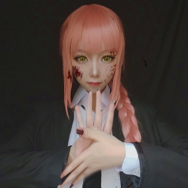 Wig tóc giả nữ cơ bản 100cm màu vàng cam hồng đỏ