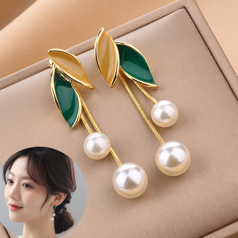 Bông Tai Dáng Dài Đính Ngọc Trai Thời Trang Hàn Quốc 2022