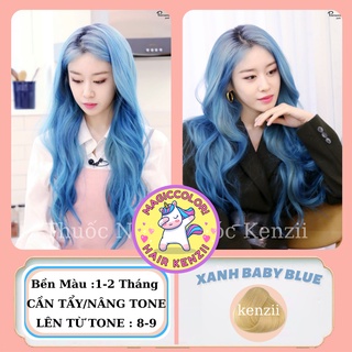 Thuốc Nhuộm Tóc Xanh Baby Blue Tặng Oxy Trợ Nhuộm Găng Tay Mũ Chùm Kenzii Lên Từ Tone 9