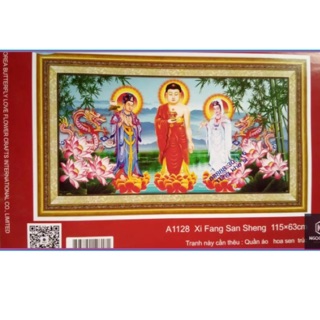Tranh Thêu Chữ Thập - Tam Thế Phật DLH- YA1128- Siêu thị tranh thêu- KT 115x63cm