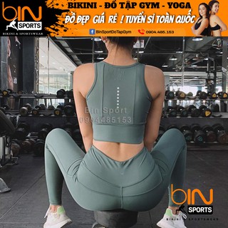 Đồ Tập Gym Yoga Nữ Bộ Quần Dài Áo Bra Kèm Mút Cao Cấp Bin Sport BD051