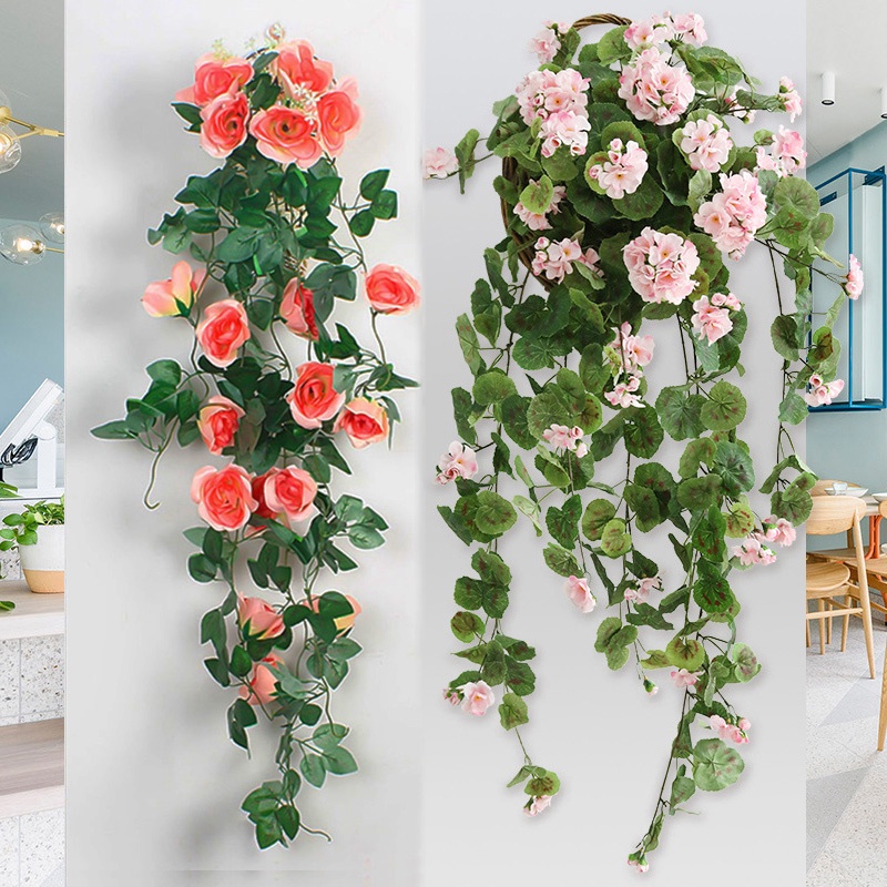 Dây Leo Hoa Hồng Giả Treo Tường Trang Trí Nhà Cửa / Tiệc Cưới DIY