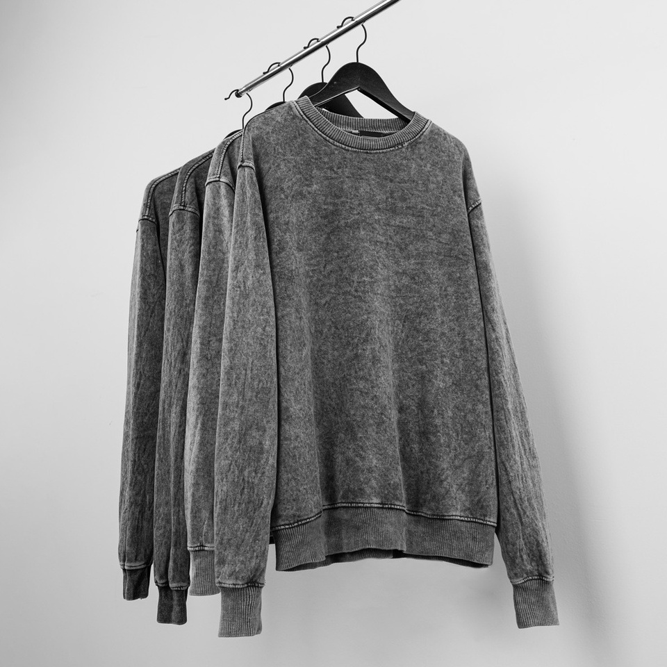 Áo sweater nỉ dài tay The Bad God Wash Marble