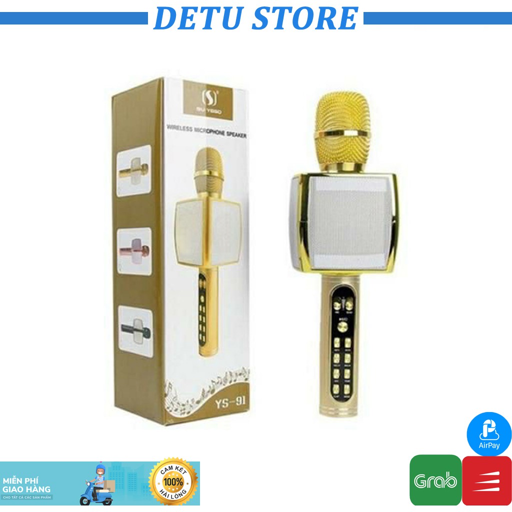 Micro Karaoke Bluetooth YS  91 Chính hãng - Hỗ trợ không dây - Bắt và hút âm siêu chuẩn