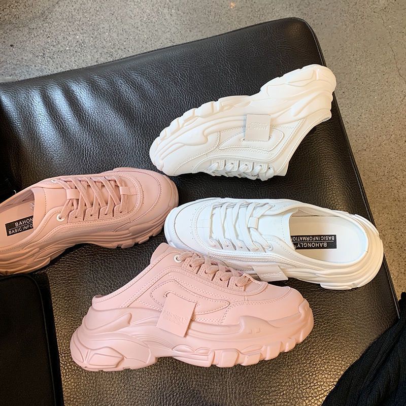 Giày Sục Thể Thao Nữ,Giày Sneaker Đế Cao 5cm ,Giày Thể Thao độn đế hính lá thời trang