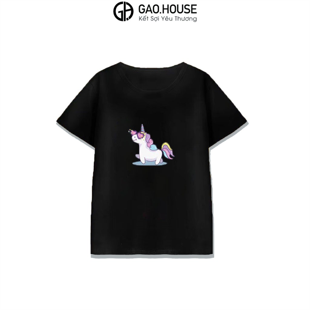 Áo thun bé gái Gạo House cotton 4 chiều cộc tay cổ tròn họa tiết Unicorn Kỳ Lân - [T12]