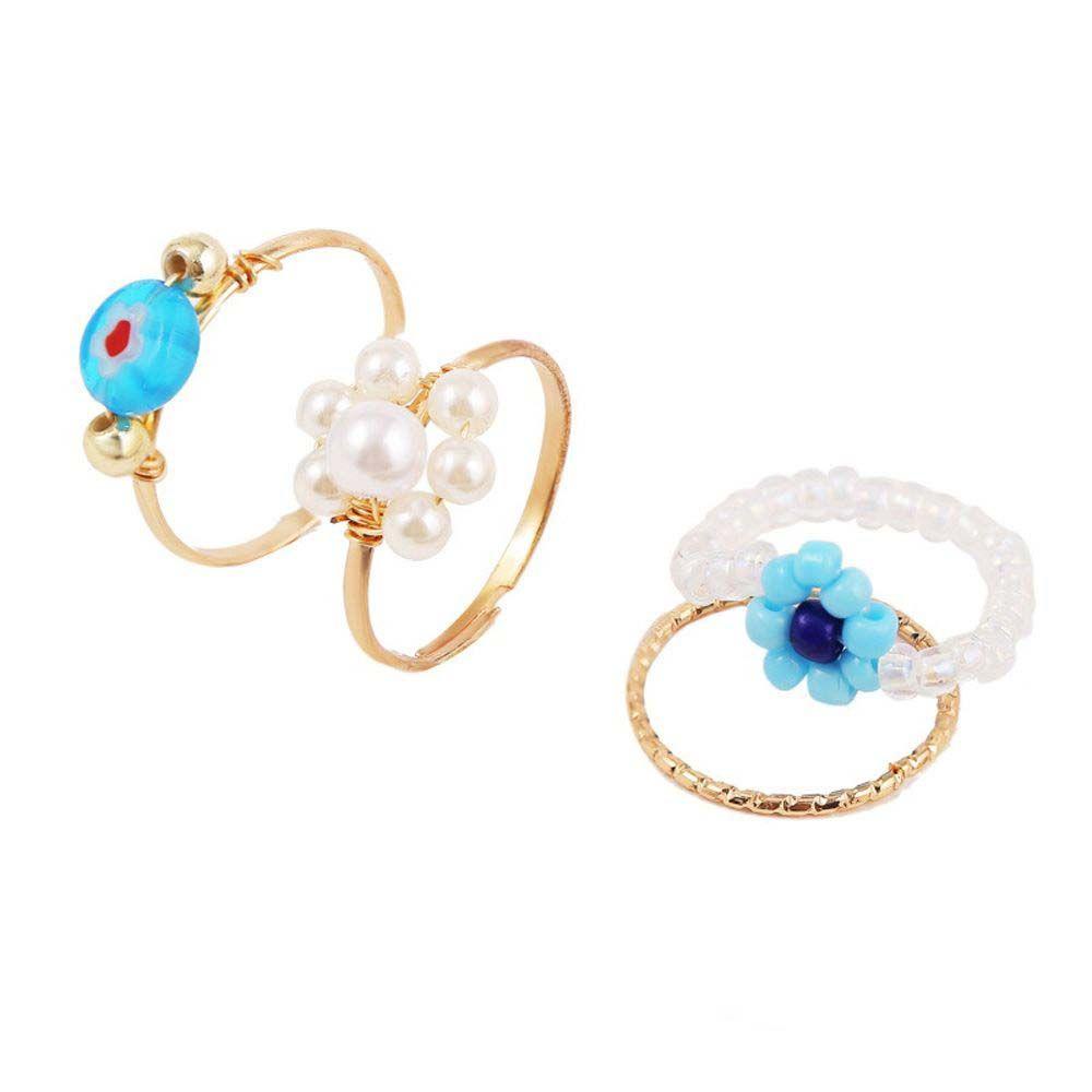 Nhẫn Hợp Kim Xỏ Hạt Nhiều Màu Phong Cách Bohemia Thời Trang