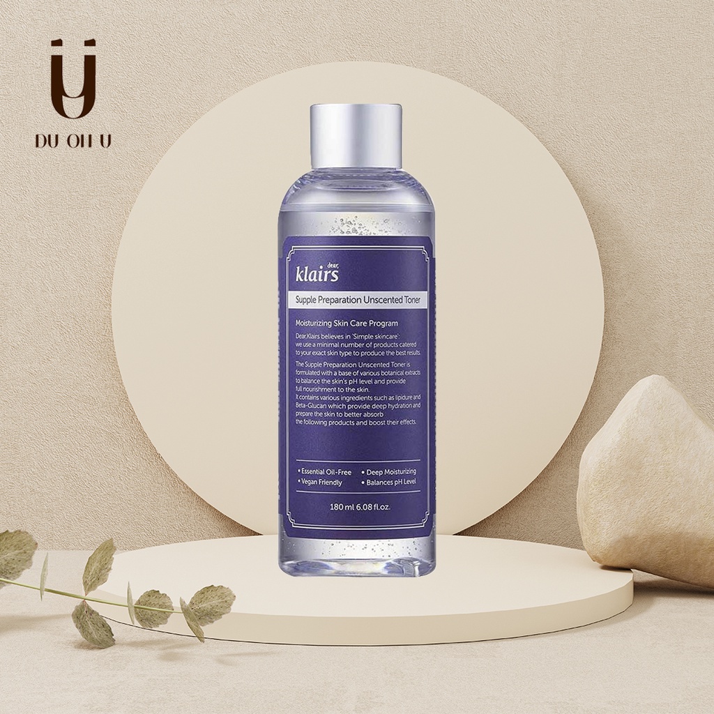 Nước hoa hồng không mùi dưỡng ẩm da và làm mềm da Klairs Supple Preparation Unscented 180ml