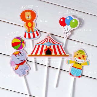 Topper/que cắm giấy hình rạp xiếc (set)
