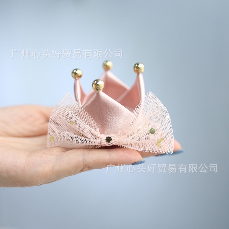 Kẹp tóc vương miện nơ sinh nhật xinh xắn cho bé