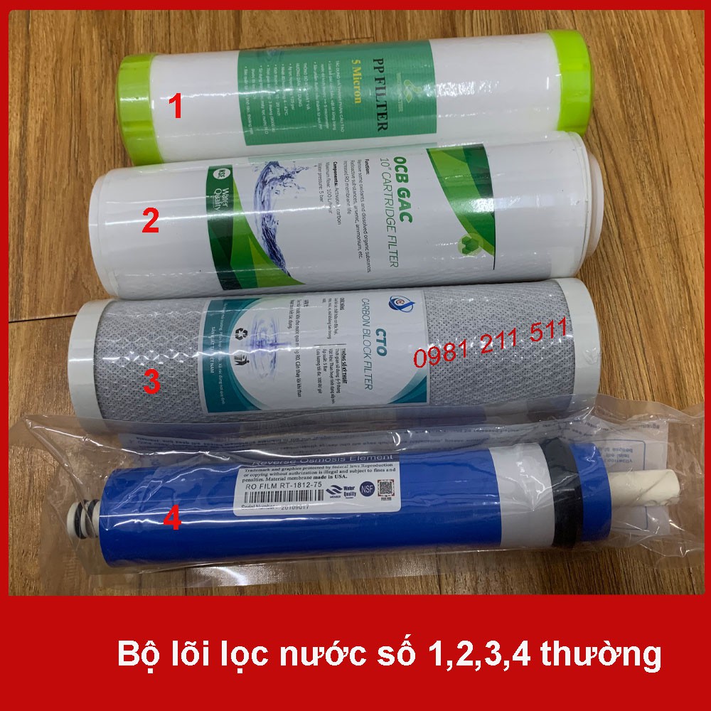 Bộ lõi lọc nước số 1,2,3,4 thường dùng cho máy lọc nước