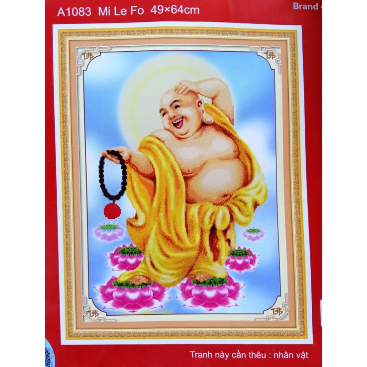 Tranh thêu chữ thập Phật Di Lặc A1083